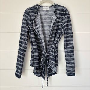 BCBGgenteration Blue and White Cascading Wrap Cardigan Sweater Size Small